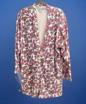 Vntge Whimsy Boho CottageCore Granny Core Shoulder Pads Pockets Pink Flowers M